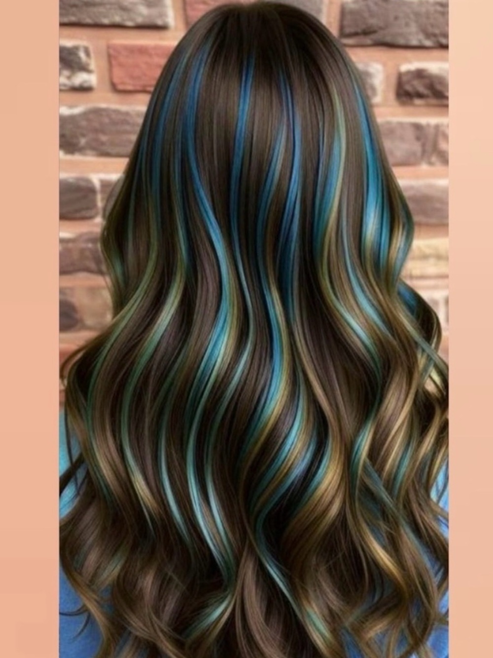 💞 New 6 Pack of 22” Light Blue Synthetic Clip In Hair Extensions
